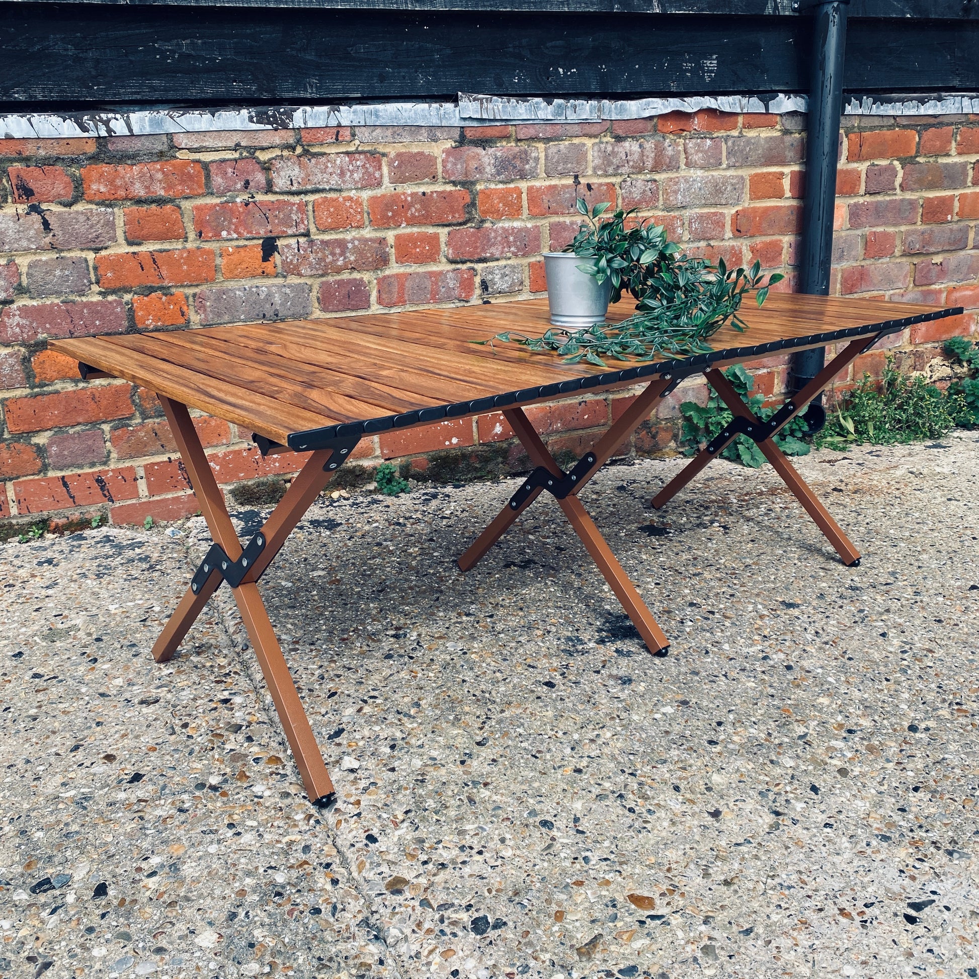 The Well Heeled Hippy's foldable, portable, stylish outdoor picnic table - perfect for patios, beach parties and camping